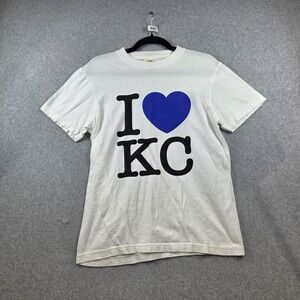Comfort Colors I Heart KC Kansas City T-Shirt White Blue Heart Mens Small S